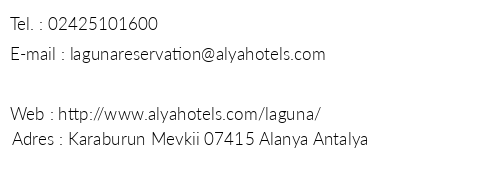Laguna Beach Alya Resort & Spa telefon numaraları, faks, e-mail, posta adresi ve iletişim bilgileri